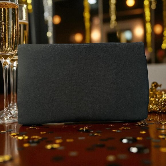 VTG HL Harry Levine Evening Bag Black Gold Kiss Lock Framed Formal Event Handbag - Picture 1 of 6